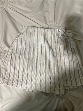 ZARA Striped Tie-Waist White Mini Skort